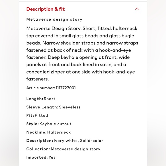 H&M Studio Metaverse Design Story Beaded Halterneck Top XS Festival - Picture 4 of 9